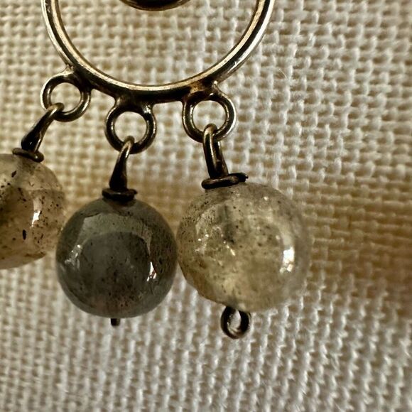 Sterling silver labradorite circle drop earrings - Picture 10 of 10